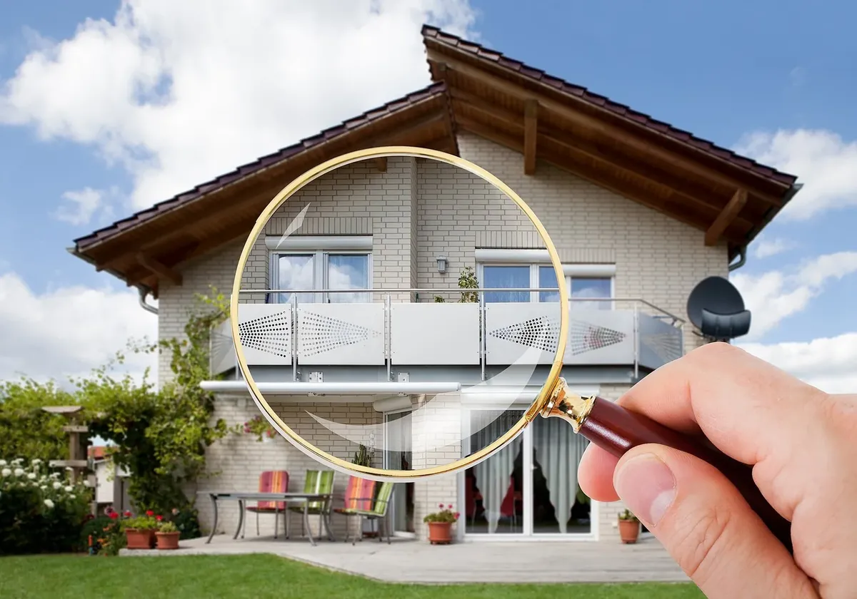Magnifying glass held over a house