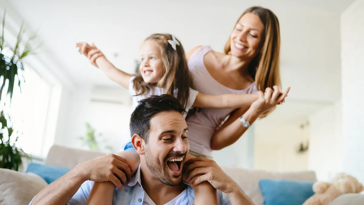 A family playing together at home